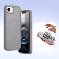 Dux Ducis Lawa iPhone 16e ādas apvalks ar noņemamu magnētisko maku - pelēks