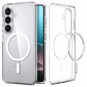 Spigen Ultra Hybrid Mag MagSafe maciņš priekš Samsung Galaxy S26 Plus caurspīdīgs un balts