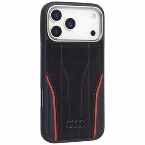 Audi R8 Genuine Leather MagSafe чехол iPhone 17 Pro Max - черный и красный