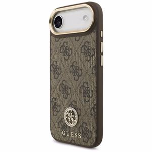 Guess 4G Strass Logo & Big Strap Metal Buttons Magnētiskais viedtālruņa apvalks iPhone Air - brūns