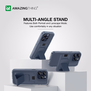 Amazing Thing Titan Pro Mag maciņa apvalks 10FT IP156.1PTWBU Iphone 15 Pro tumši zila ar statīvu