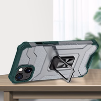 Kristāla gredzena viedtālruņa apvalks ar statīvu izturīgs aizsargvāks iPhone 13 mini zaļš