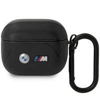 BMW BMA322PVTK AirPods 3 paaudzes apvalks melns/melns ādas ar izliekto līniju