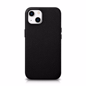iCarer Litchi Premium ādas viedtālruņa apvalks iPhone 14 Plus Magnētiskais ādas apvalks ar MagSafe Melns (WMI14220711-BK)