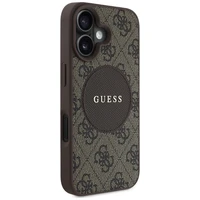 Guess 4G Circle Classic Logo Magnētiskais viedtālruņa apvalks iPhone 16 - brūns