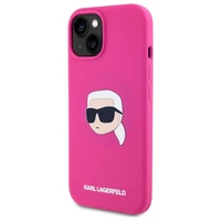 Karl Lagerfeld KLHMP15SSKHPPLF iPhone 15 6.1" fuksijas/fuksijas cietais apvalks Silikona Karl galvas apdruka MagSafe