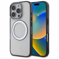 Mercedes MagSafe korpuss ar izdrukātu logotipu viedtālrunim iPhone 16 Pro - skaidrs (m)