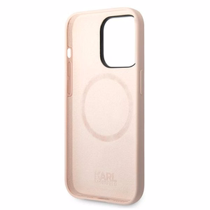 Karl Lagerfeld KLHMP14LSLKHLP iPhone 14 Pro 6.1 "cietais apvalks gaiši rozā / gaiši rozā Silikona Karla Galva Magsafe