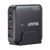GaN network charger - Unitek P1229ABK01-EU | 100W 2x USB-C 2x USB-A