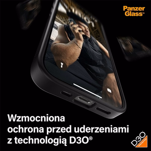 PanzerGlass ClearCase viedtālruņa apvalks iPhone 15 Pro – militārā līmeņa sertificēts, caurspīdīgs un melns
