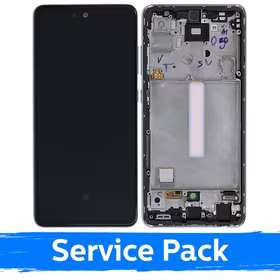 LCD Displejs Saderīgs ar Samsung A525 (A526) A52 Ar Frame / Awesome Balts / (Service Pack)