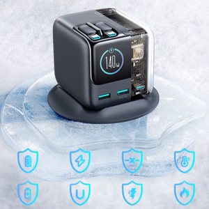 Joyroom Podix JR-TRD01 GaN 140W galda lādētājs ar 5 portiem un diviem izvelkamiem kabeļiem - pelēks