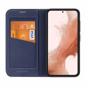 Dux Ducis Skin X2 viedtālruņa apvalks Samsung Galaxy S23+ atverams apvalks ar maku un statīvu zils