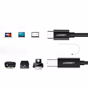 Ugreen US241 USB-C 2.0 - USB-B kabelis 1m - melns