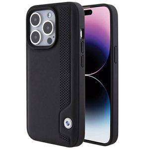 BMW ādas zilie punkti iPhone 15 Pro Max viedtālruņa apvalks - melns