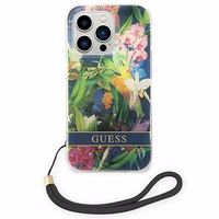 Guess GUOHCP14LHFLSB iPhone 14 Pro 6.1 "zils / zils cietais apvalks Ziedu Siksna