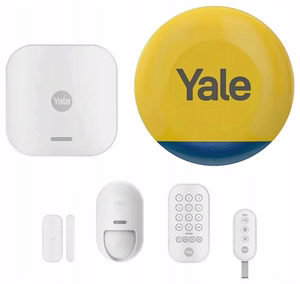 Yale viedās signalizācijas sākuma komplekts 6 elementi - Vadības bloks, Sirēna, Tastatūra, Tālvadības pults, Kustības sensors, Loga/durvju sensors