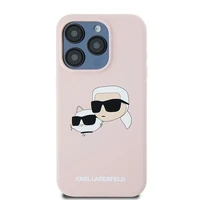 Karl Lagerfeld silikona Karl&Choupette magnētiskais viedtālruņa apvalks iPhone 15 Pro - rozā