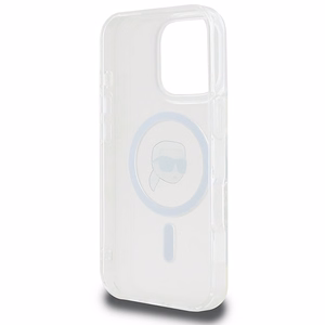 Karl Lagerfeld IML Metāla Karl Head Magnētiskais viedtālruņa apvalks iPhone 16 Pro - balts