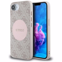 Guess 4G Circle Classic Logo Magnētiskais viedtālruņa apvalks iPhone 16e - rozā