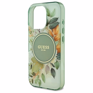 Guess IML Ziedi un tonālie apļi Magnētiskais viedtālruņa apvalks iPhone 16 Pro - zaļš