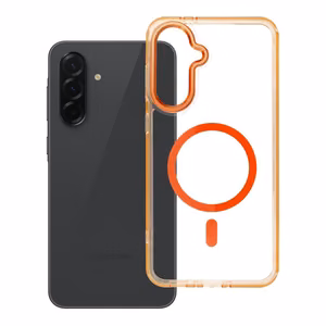 Maciņš Samsung A36 Frame Clear Hybrid Mag Cover saderīgs ar MagSafe hermes oranžs