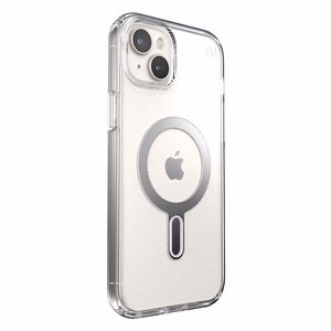 Speck Presidio Perfect-Clear MagSafe vāciņš ar ClickLock ierīcei iPhone 15 Plus / 14 Plus, caurspīdīgs ar hroma krāsas gredzenu