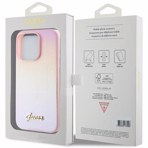 Guess GUHCP15XPSAIRSP iPhone 15 Pro Max 6.7" apvalks Saffiano Iridescent Script - rozā