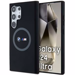 BMW M Silikona drukāts gredzens Magnētiskais viedtālruņa apvalks Samsung Galaxy S24 Ultra - melns