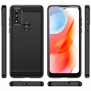 Carbon viedtālruņa apvalks elastīgs pārsegs Motorola Moto G Play 2022 melns