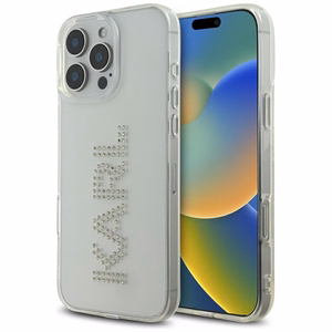 Karl Lagerfeld IML logotipa ar rhinestones viedtālruņa apvalks iPhone 16 Pro - caurspīdīgs