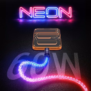 Blavec Kabel Neon - USB na Typ C - QC 3.0 60W 3A 1 metre (CNE-UC3L1) luminous RGB