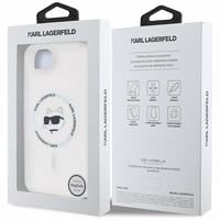 Karl Lagerfeld IML Metal Choupette Head MagSafe iPhone 16e viedtālruņa apvalks - balts