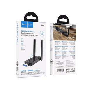 USB Wi-Fi adapteris Hoco HI34 Wi-Fi6 melns