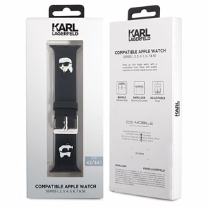 Karl Lagerfeld 3D резиновый ремешок Karl&Choupette Heads Apple Watch 42/44/45/49mm - черный