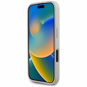 Karl Lagerfeld HC 3D gumijas dubultgalvu iPhone 16 viedtālruņa apvalks - bēšs