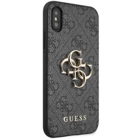 Guess 4G lielais metāla logotips viedtālruņa apvalks iPhone X/XS - pelēka