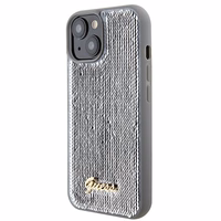 Guess Sequin Script Metal viedtālruņa apvalks iPhone 15 - sudraba