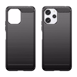 Elastīgs oglekļa raksta viedtālruņa apvalks Xiaomi Redmi 12 Carbon Case - melns