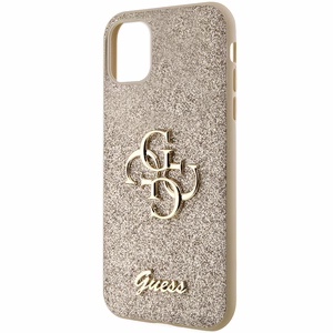 Guess GUHCN61HG4SGD apvalks iPhone 11 / Xr - zelta Glitter Script Big 4G
