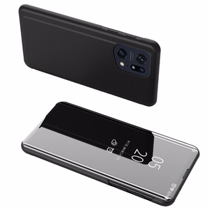 Clear View Case viedtālruņa apvalks Oppo Find X5 Pro apvalks ar atloku melns