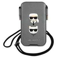 Karl Lagerfeld Saffiano Ikonik Karl&Choupette Head 6.1'' Soma - pelēka