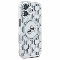 Karl Lagerfeld IML Monogram Karl & Choupette Head Magnētiskais viedtālruņa apvalks iPhone 16 - caurspīdīgs