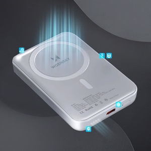 Wozinsky WRW349YWS 10000 mAh Magnētiskais Portatīvais lādētājs (m) - balts