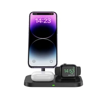 Tech-Protect QI15W-A22 MagSafe indukcijas lādētājs ar 3in1 MagSafe statīvu viedtālrunim / Apple Watch / AirPods - melns