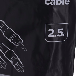 Gembird audio kabelis 2,5m, 3,5mm/2xRCA, M/M melns, sarkans, balts