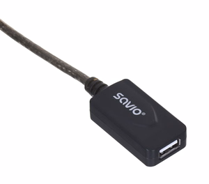 SAVIO CL-130 USB aktīvais porta pagarinātājs 10m USB 2.0-A male USB 2.0-A female melns