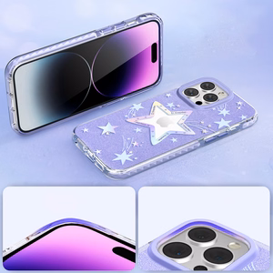 Kingxbar Heart Star Series viedtālruņa apvalks iPhone 14 Plus violeta zvaigznes apvalks