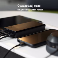 zaļš Cell PowerPlay20s - portatīvais lādētājs 20000 mAh with USB-A QuickCharge 3.0 and 2x USB-C Power Delivery 22.5W (melns)