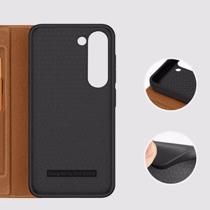 Dux Ducis Skin X2 viedtālruņa apvalks Samsung Galaxy S23+ atverams apvalks ar maku un statīvu brūns